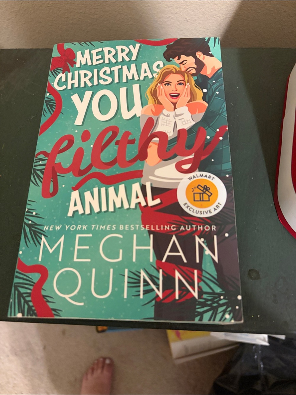 Merry Christmas You Filthy Animal book by Meghan Quinn - Teal & Red Cover